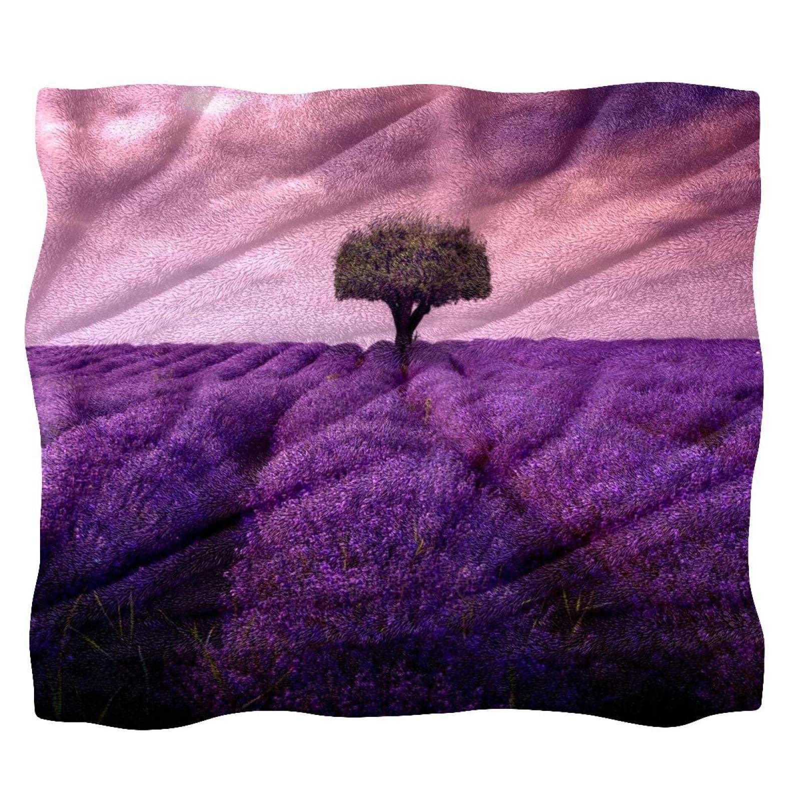 Coperta in pile per divano, divano o letto, con fiori viola lavanda