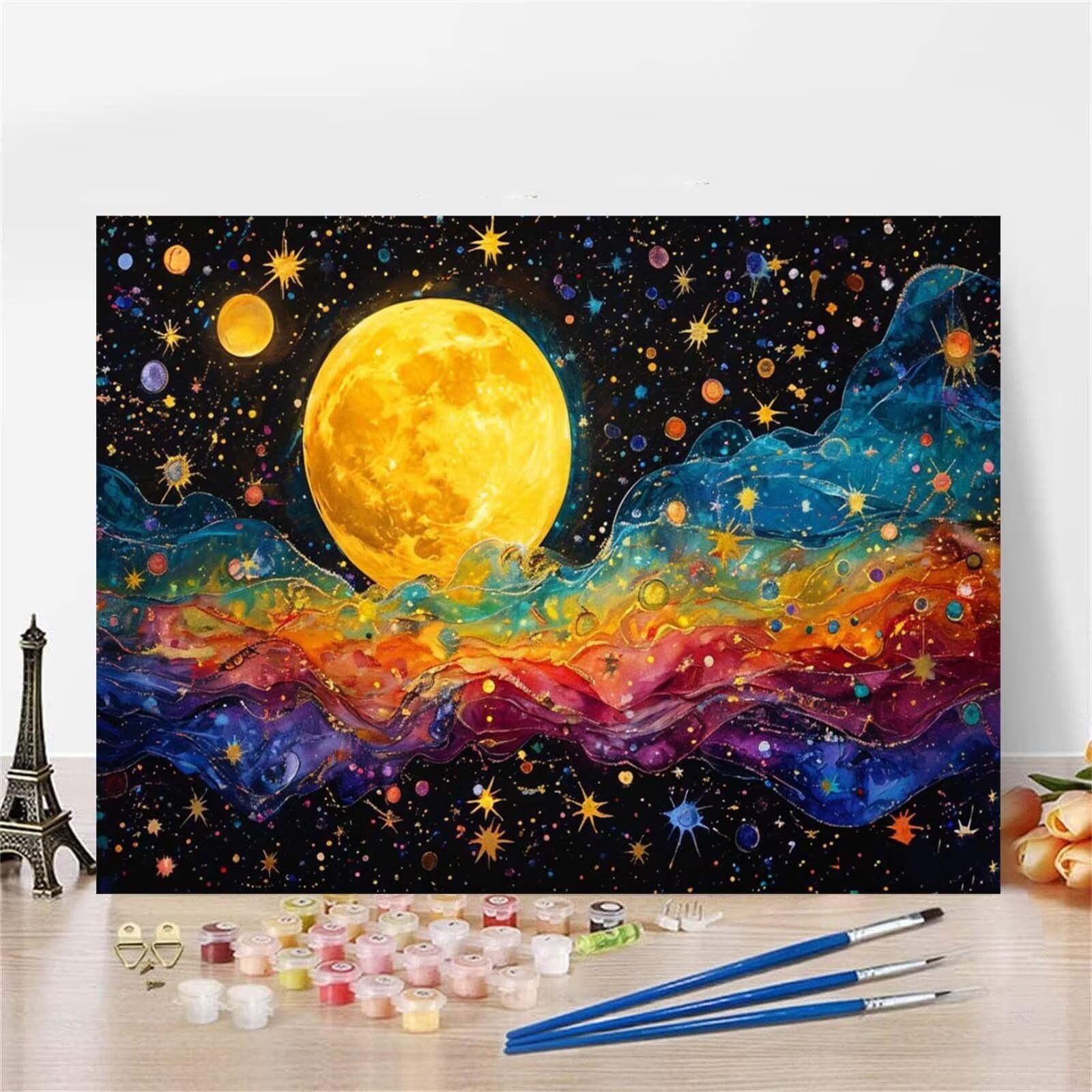 油絵星空 10年保証 名画 油絵 テカポ湖の星空 田口みちる 手彩仕上 高