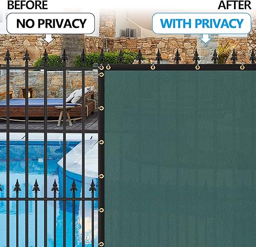 Miniatura 3 de F2C Valla de privacidad de 6 x 50 pies para exteriores, tela de malla con ojales de latón resistente, grado comercial, 150 GSM, verde negruzco