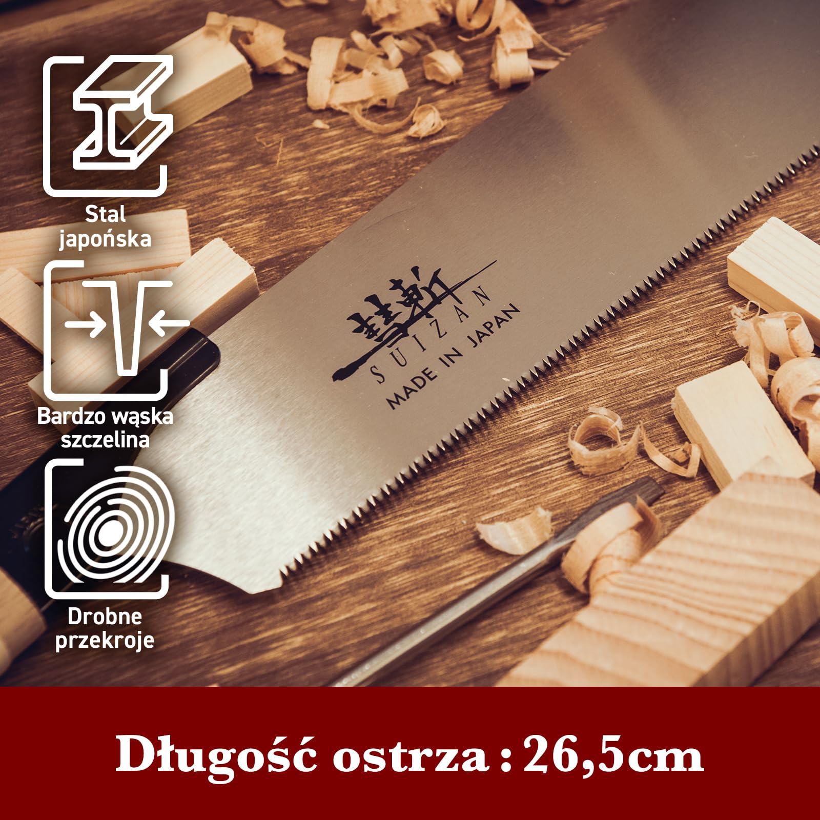 SUIZAN Kataba Jednosieczna Piła Japońska 265mm - Ciągniona Ręczna do Drewno