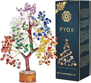 PYOR Chakra Tree of Life - Crystals - Tree of Life Chakra Stones - Crystal Tree for Positive Energy - Spiritual Trees - Chakra Decor - Good Luck Gifts - Hippie Room Decor - Gifts for Women