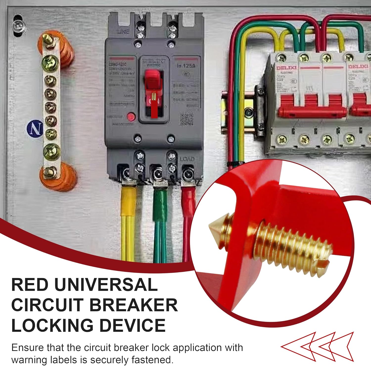UBL1-RED Steel Universal Breaker Lock Out Device - Red Powder Coated Safety Lock Tool for Electrical Safety 10 Pack