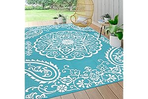 Pauwer Waterproof 8x10 Outdoor Patio Rug, Weather Resistant & Reversible