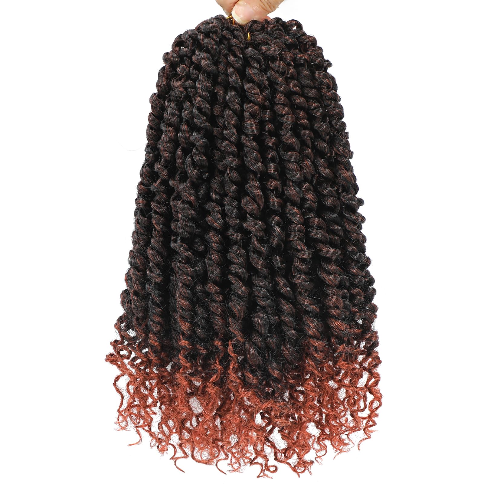 Alrence Passion Twist Crochet Hair 8 Packs Pre twisted Passion Twist Hair For Women Soft Bohe Pre-looped Crochet Braids (12 Inch (Pack of 8), 1B/350)