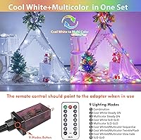 Vista 2 de Tira de luces de Navidad de 200 luces LED que cambian de color de 75.8 pies con control remoto, temporizador y función de memoria, 9 modos