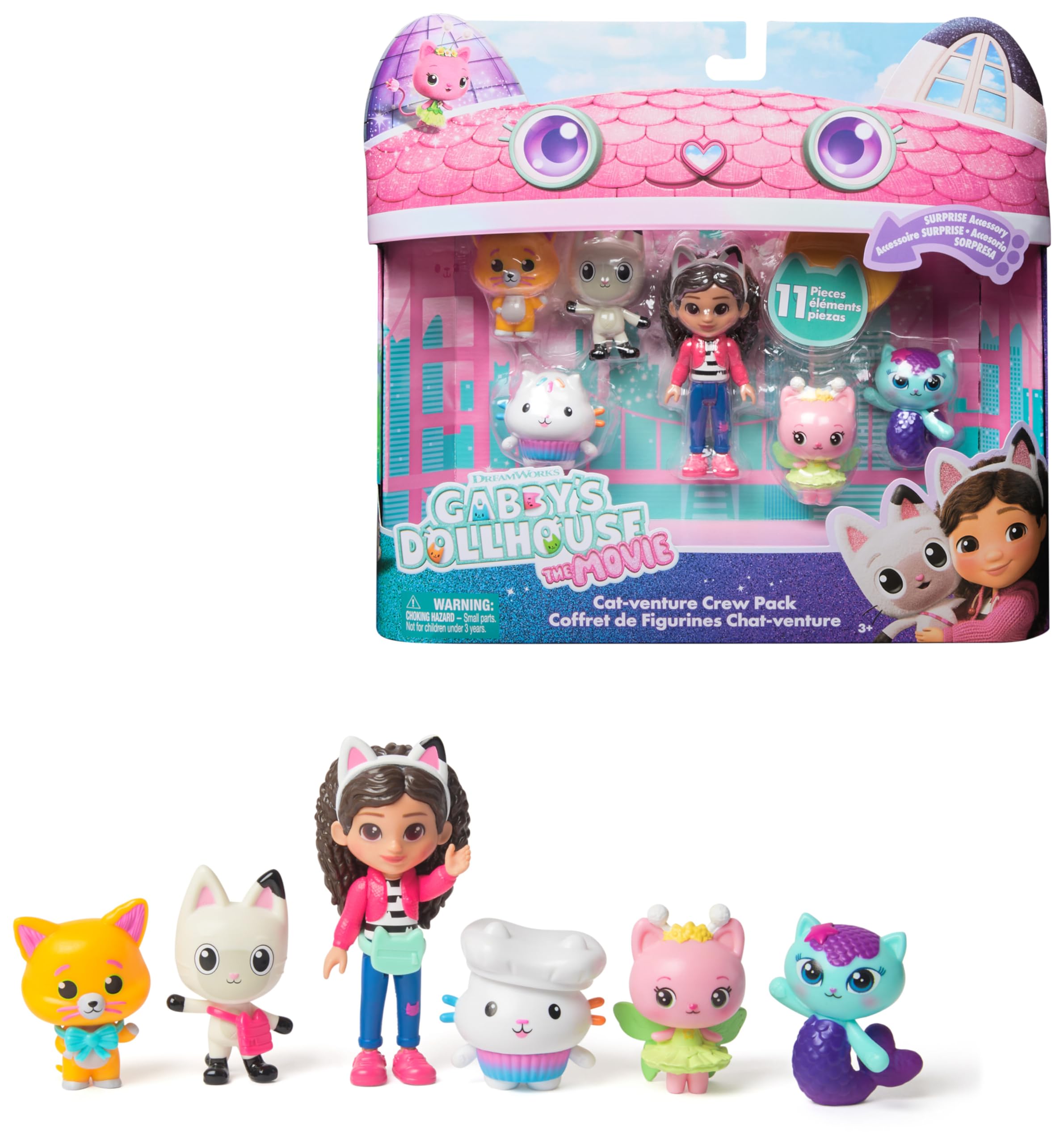 Gabby et la Maison Magique Le Film - Gabby Dollhouse - Coffret Cadeau 6 Figurines Et 5 Accessoires - Petits Chatons - Dessin Animé Jouet Maison De Poupée - Jouet Enfant 3 Ans Et +
