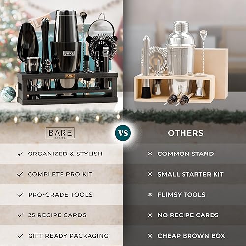 Miniatura 7 de BARE BARREL Mixology Bartender Kit Bar Set Juego de coctelera de 16 piezas Herramientas de mezcla de Martini Barware para el hogar Incluye 35