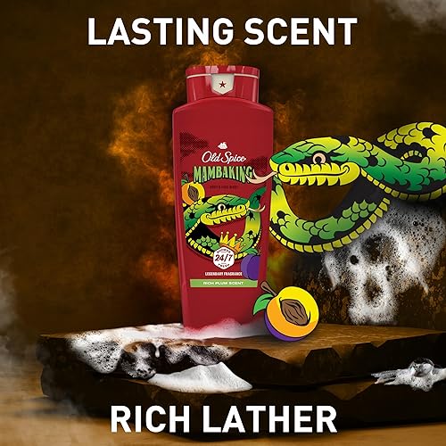 Miniatura 7 de Old Spice Jabón corporal limpiador para hombres, 3X Defense, 247 ducha fresca con aroma duradero, 2 en 1 para cuerpo y cara, aroma MambaKing, 24