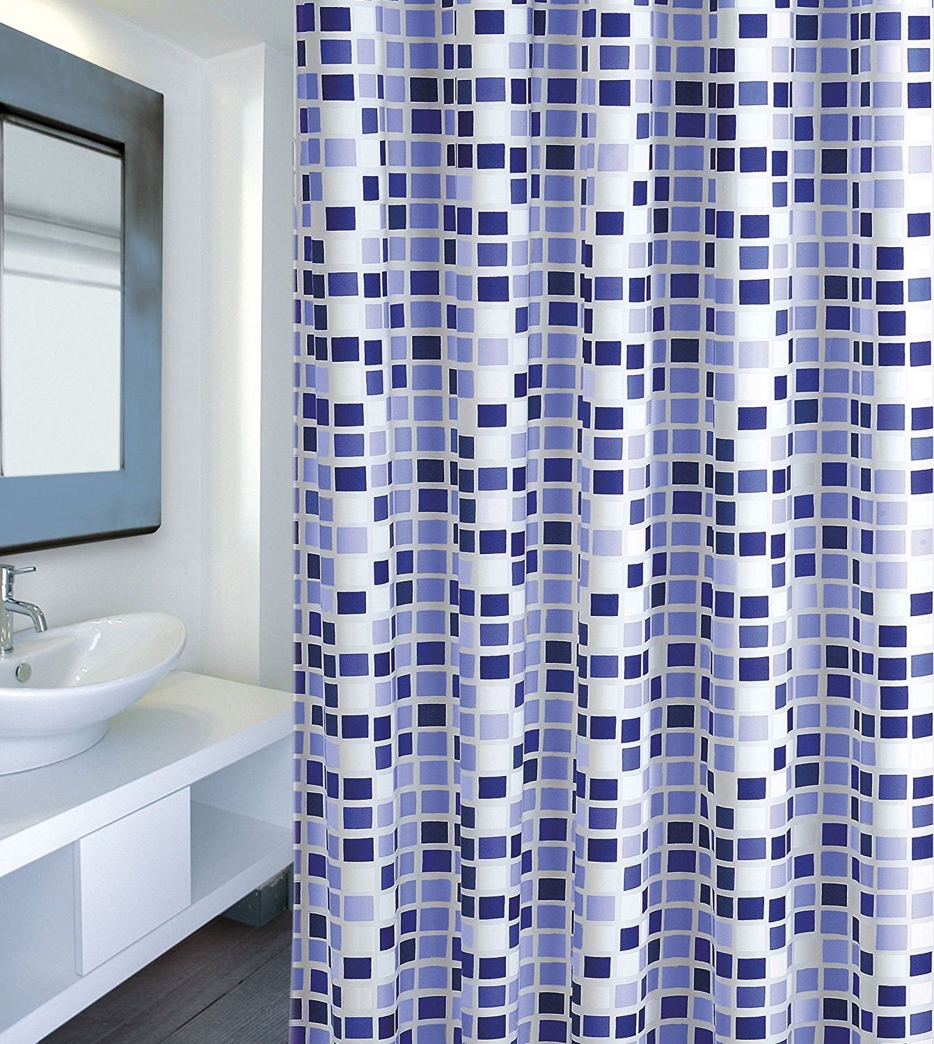 Tenda Da Doccia Antimuffa WOLTU 180x200cm Grigio - Idrorepellente, Poliestere, Con Ganci E Occhielli - Foto 8