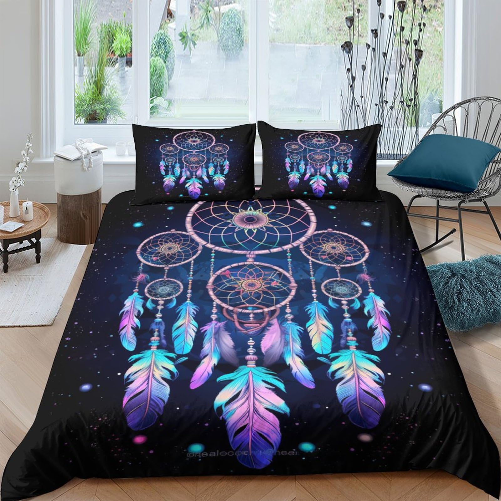 Parure de lit housse de couette plumes microfbre pour lit double 200x200 cm