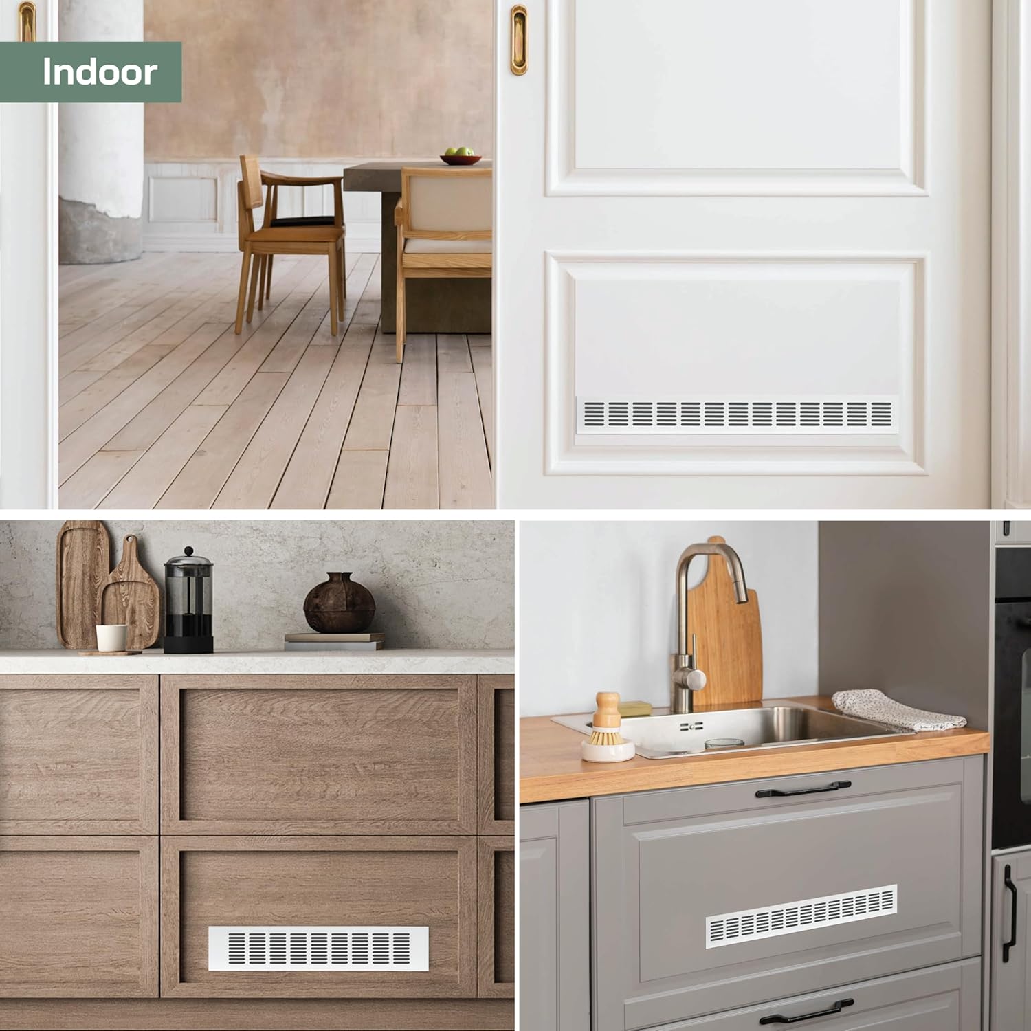 Vent Systems 19.69 x 2.36 (Outer Size) Air Supply Ventilation Grille - White Aluminum Rectangle Intake/Exhaust Door Vent Cover/Deflector - HVAC for Home Improvement Floor, Wall Duct Cover