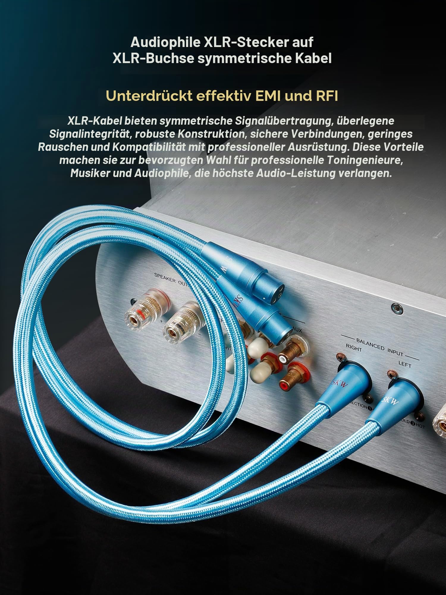 SKW XLR-Mikrofonkabel – 3-polig XLR-Stecker auf Buchse für Studio & PA-Anlagen (1 m)