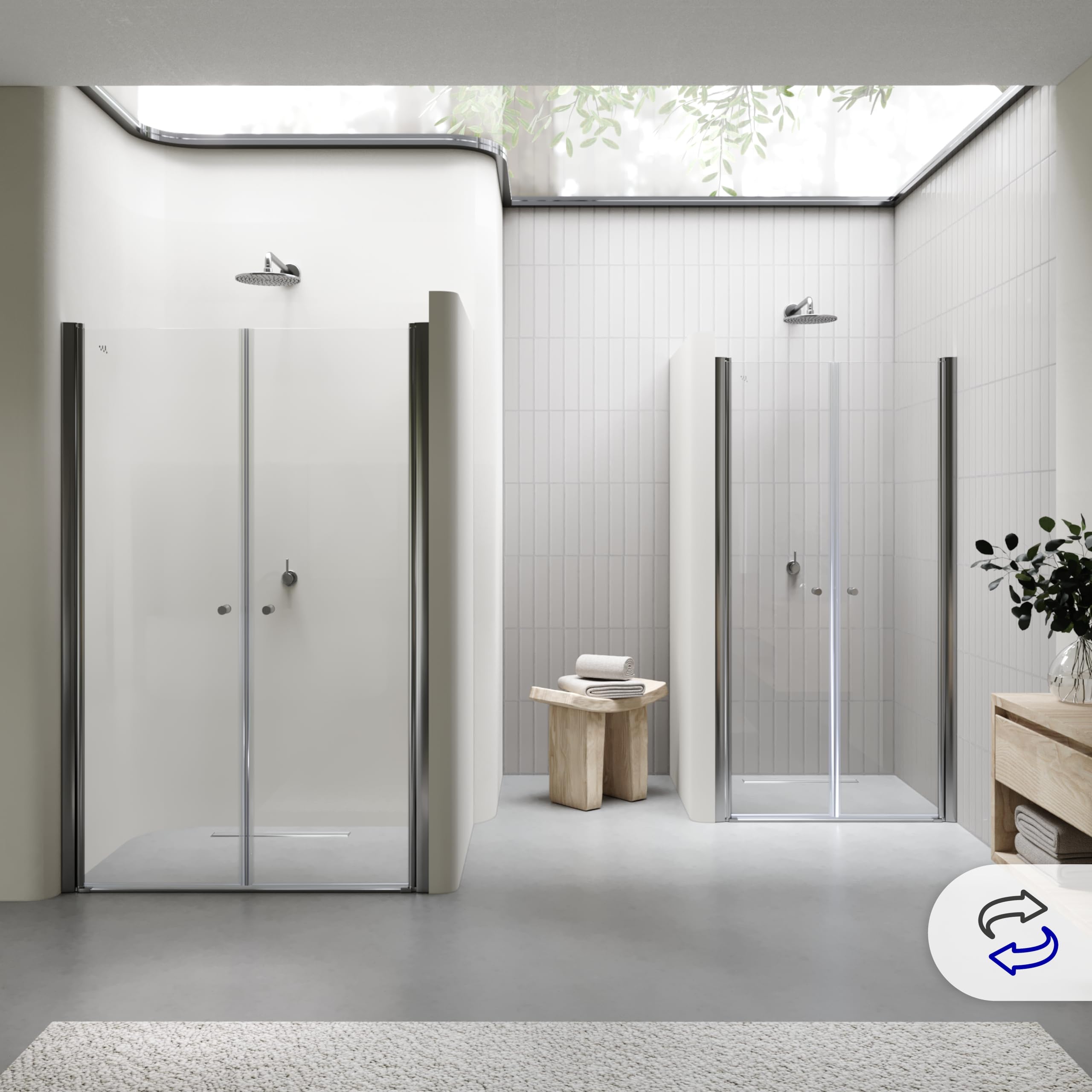 Box doccia Lima, regolabile da 96-100 cm, altezza 195 cm, porta doppia a battente, vetro di sicurezza temperato trasparente ESG 6MM, profili cromati #DTC
