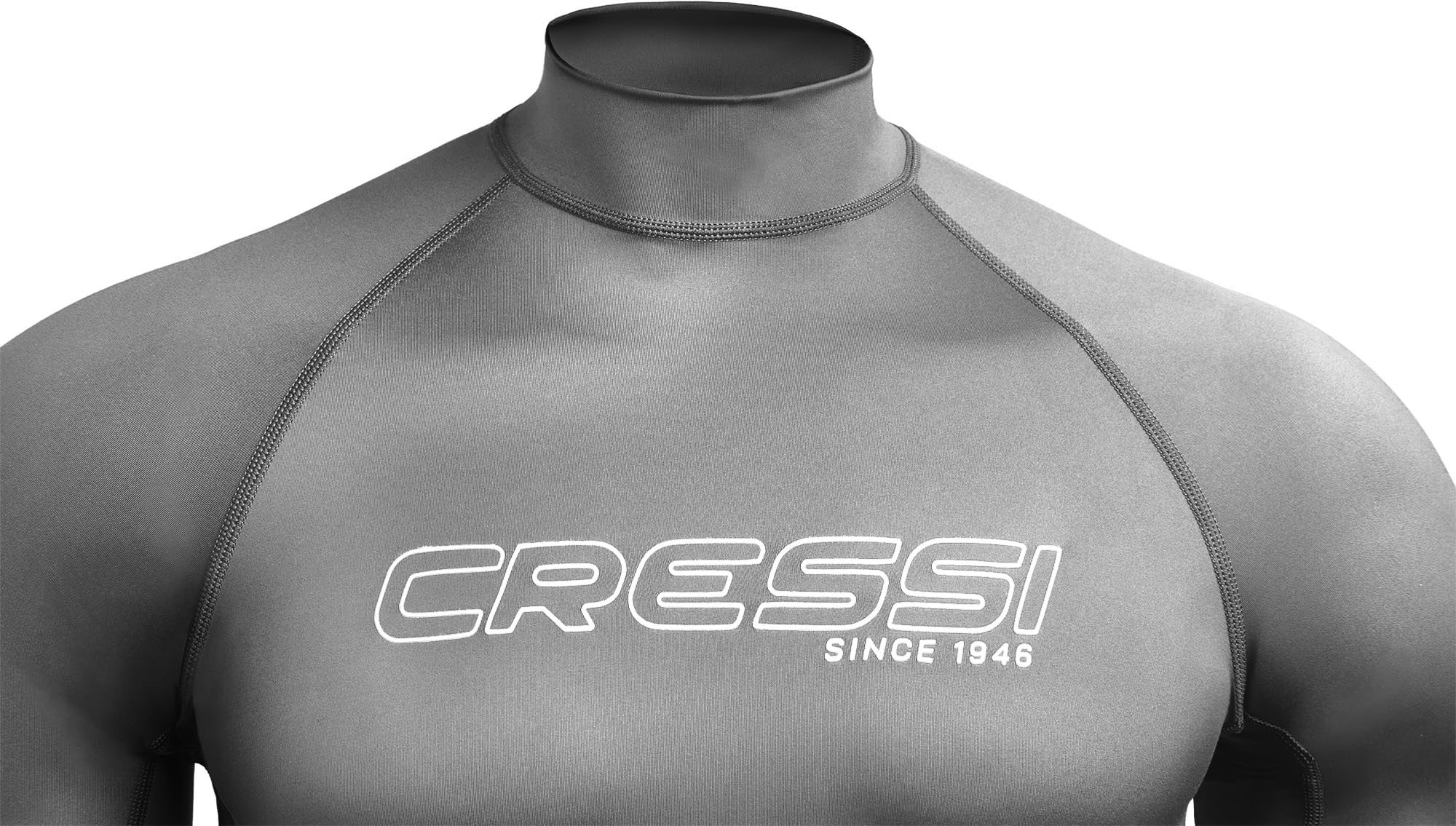 CRESSI since 1946 - Sentinel Man - Short Sleeve Rash Guard UPF 50+ Sun Protection Quick Dry Swimming, Surfing, Diving, Fishing, Beach, Pool and Water Sports - Grey/White - L/4 - Men's