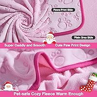 Vista 3 de Manta rosa para gatitos para camas de gatos, franela rosa con lindo estampado de patas, 24 * 32 pulgadas, manta para perritas, necesidades