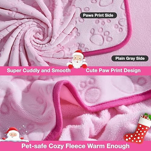 Miniatura 3 de Manta rosa para gatitos para camas de gatos, franela rosa con lindo estampado de patas, 24 * 32 pulgadas, manta para perritas, necesidades