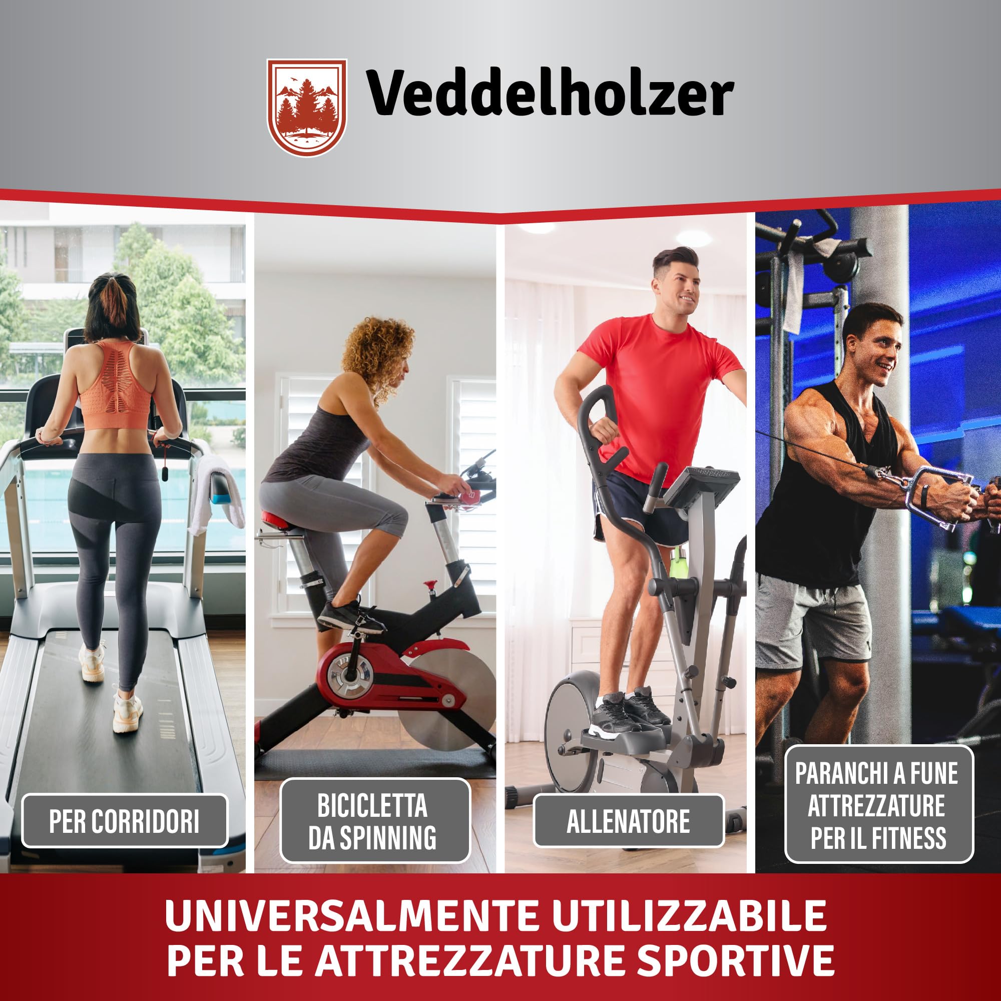 Veddelholzer 250 ml 100% olio di silicone puro tapis roulant con tappo dosatore e pipetta per casa, palestra, tapis roulant, olio universale per tapis roulant, Cross Trainer, Spinning Bike e altri