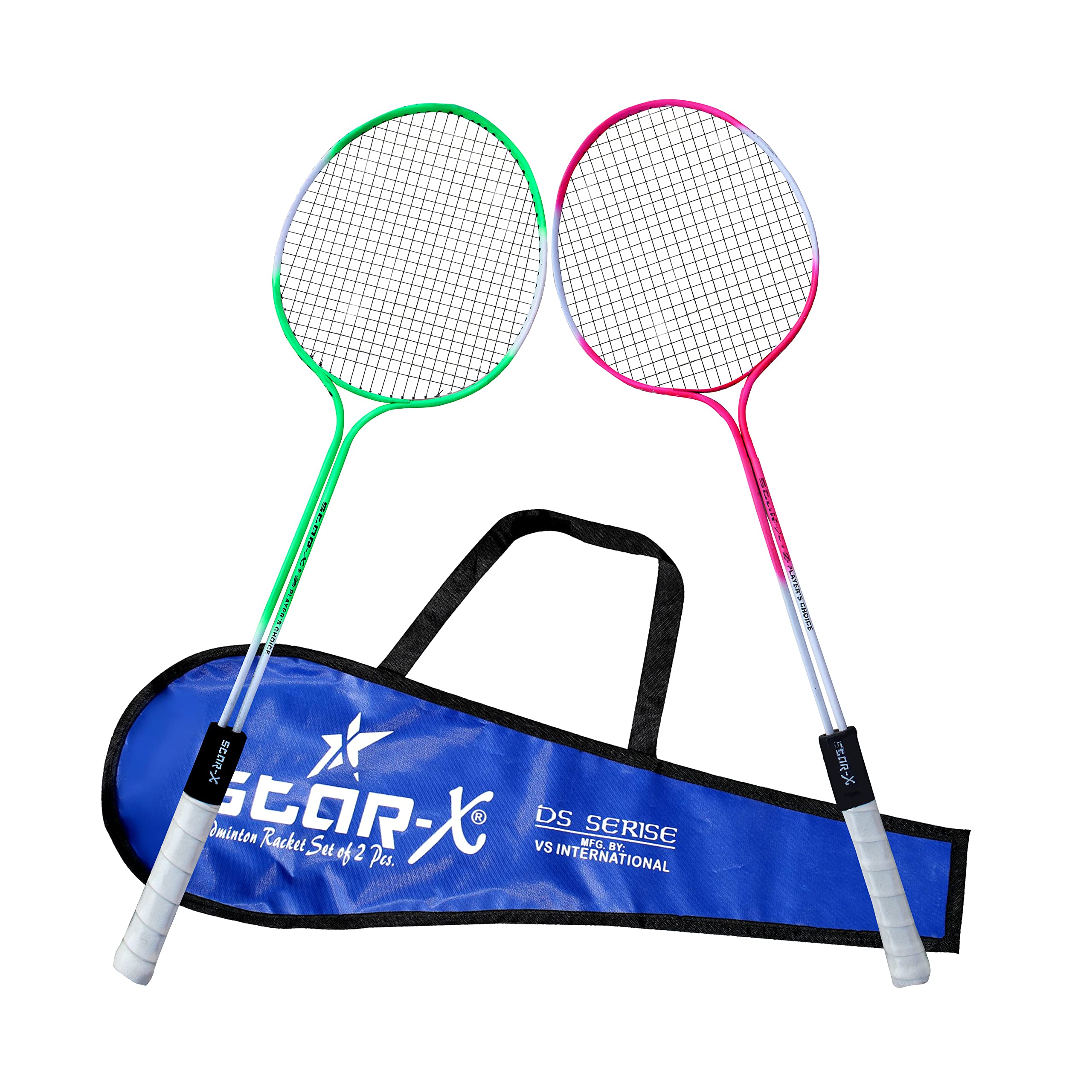 StarX Multi-Shaft Steel Badminton Racquet Set, Adult G4-3 3/4-inch (Multicolor) & Starx Plastic Xpvc Fixed Dumbbell Set, Adult 1Kg, Set of 2 (Blue) (B0BRGBS6M7) Amazon Price History, Amazon Price Tracker