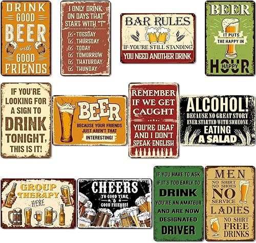 Silkfly 12 letreros divertidos de bar para el hogar, bar, pared, letreros de metal vintage, arte de pared para hombre, decoración de cueva, garaje,