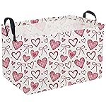 Sanjiaofeng Rectangular Valentine\'s Day Basket Love Storage Bins,Girls Storage Basket with Handles.Clothers,Books,Kid\'s Gifts Bins. (Bow Love)