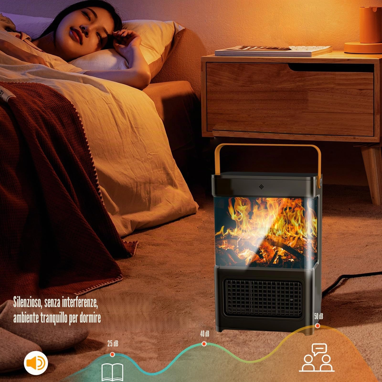 Termoventilatore a risparmio energetico, 2000 W, in ceramica PTC, oscillante a 80°, silenzioso, riscaldatore elettrico portatile con telecomando, termostato, timer da 12 ore, 3 modalità, protezione