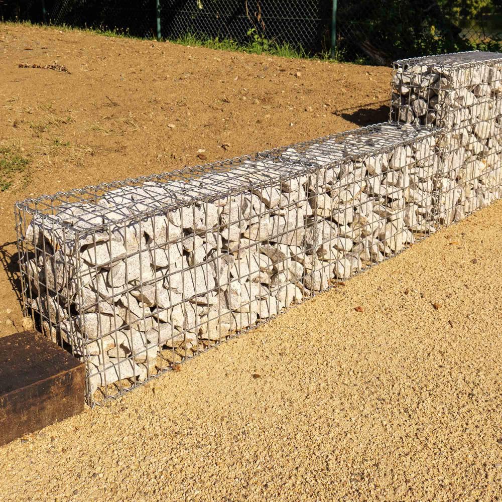 Oxeo Gabion Dimensions 200x50x30cm - Mur avec Pierres - Mur de soutènement - Paroi Bordure de Jardin - avec Spirales et entretoises