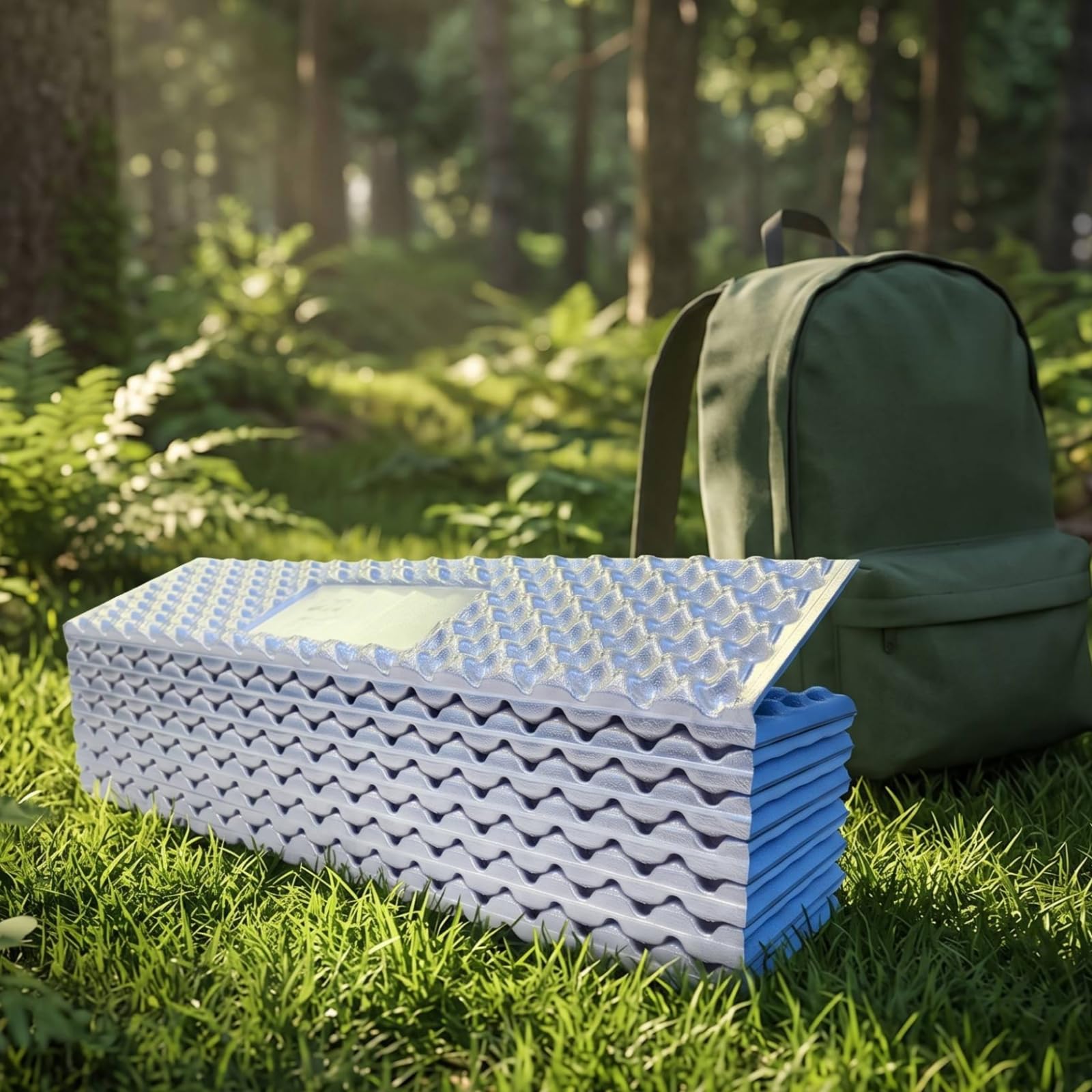 Amagogo Leicht Campingmatte mit Schaumstoff | Strukturierte Eierkarton-Oberfläche, Schlafmatte, Platzsparende Faltkonstruktion, Isoliermatte, für Zelt, Outdoor-Aktivitäten