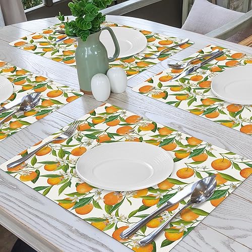 Miniatura 7 de Manteles individuales lavables con diseño floral de primavera, de piel sintética, resistentes al calor, impermeables, lavables, reutilizables, para