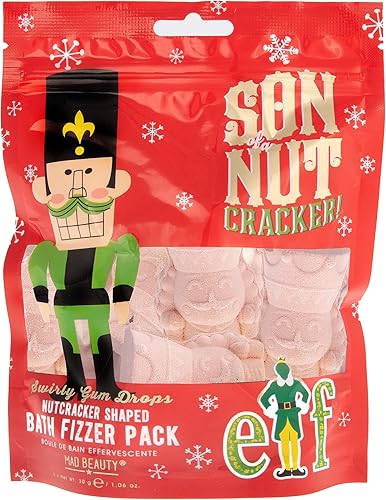 MAD BEAUTY Warner Bros Elf - Cascanueces de baño, sales de baño perfumadas Swirly Gum Drop (6 x 1.06 onzas), cuidado del cuerpo, piel brillante y