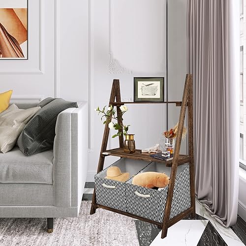 Miniatura 7 de Babion Estante de escalera de baño, estante de escalera de baño de 3 niveles, estante de almacenamiento de suelo con cesta, estante de torre