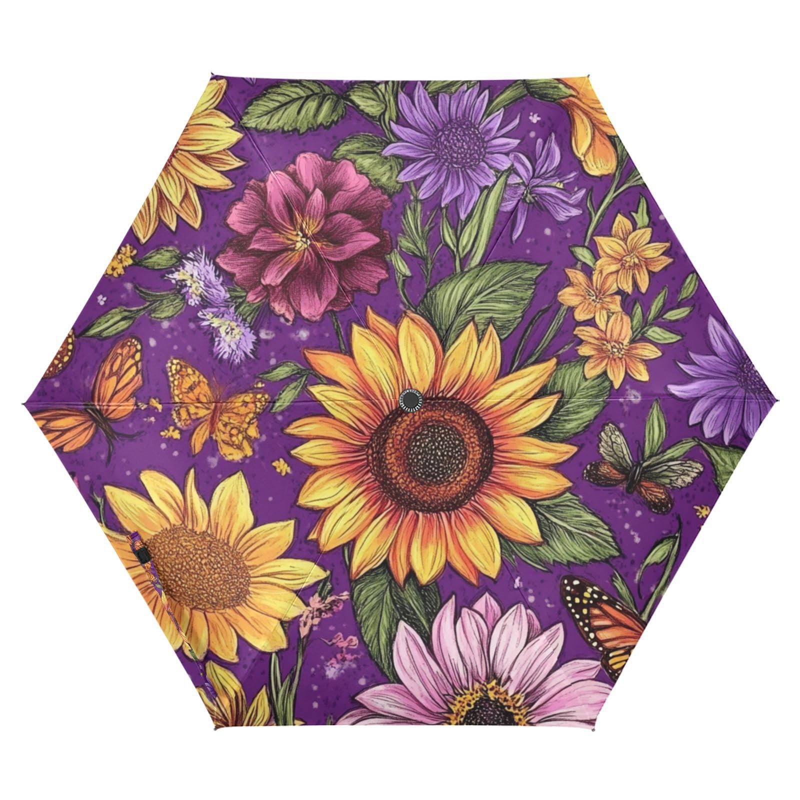 EtherSpher Autumn Flowers Sunflower Umbrella for kids 39 Inch Uv Defence auto open close Golf Umbrellas for water,sun & rain resistant Outdoor Defence Accessories sombrillas de lluvia