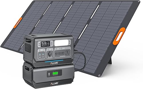 Miniatura 24 de ALLWEI Estación de energía LiFePO4 de 2400 W, generador solar de 2048 Wh con carga de CA de 1500 W y carga solar de 1200 W, expandible a 10.24 kWh