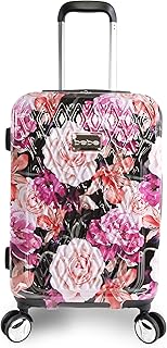 BEBE Women's Marie 21" Hardside Carry-on Spinner Luggage, Black Floral Print, One Size