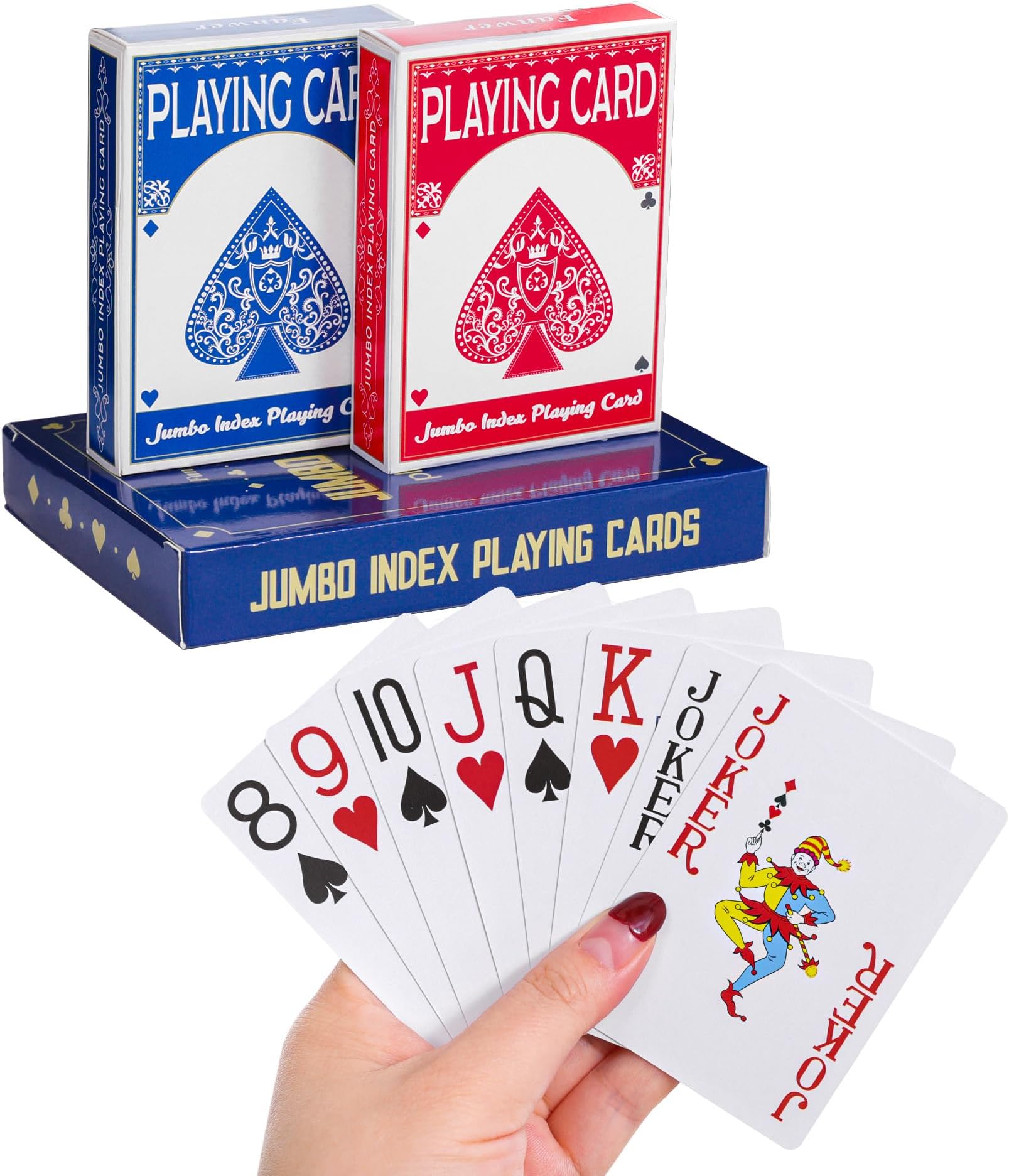 Playing Cards Large Print for Adults - 2 Pack, Large Print Playing Cards for Seniors, Vision Impaired, Low Vision Crowd, for Blackjack, Euchre, Canasta Card Game