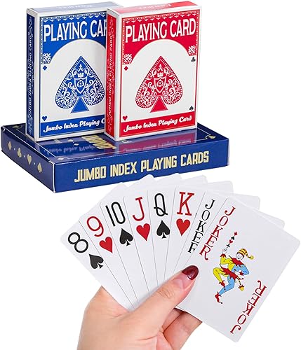 Fanwer Juego de cartas con impresión grande para adultos, paquete de 2, cartas de impresión grande para personas mayores, con problemas de visión,