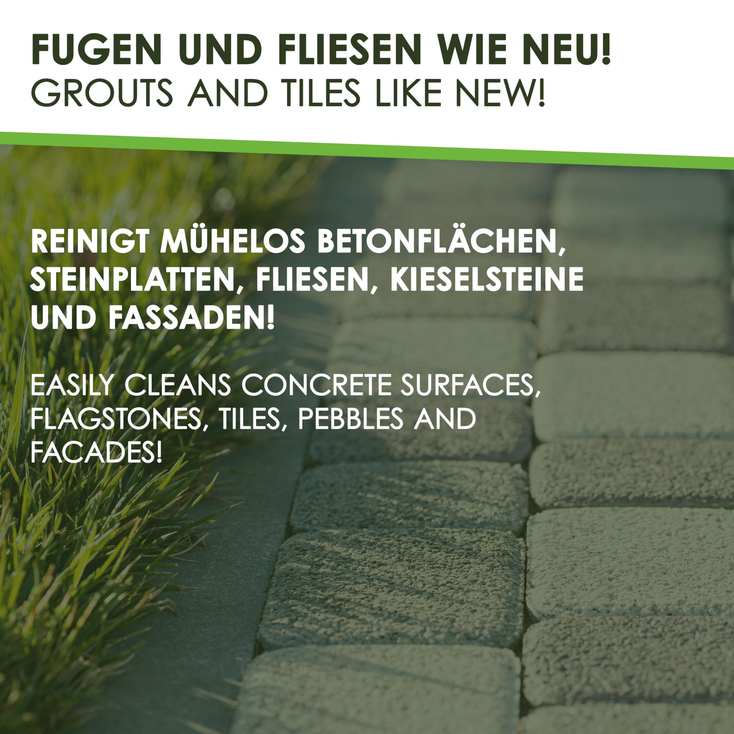 Hocheffektiver Wegerein 1x5 Liter | Steinreiniger Intensiv Aussen entfernt starke Verschmutzungen | Flechtenentferner für Pflastersteine, Terrassenplatten & Beton | Made in Germany