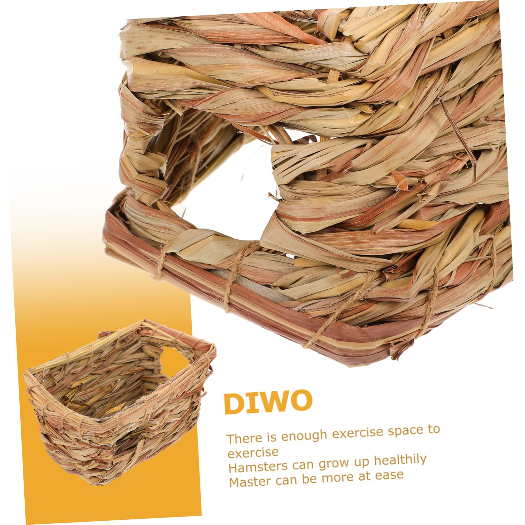 VANZACK 2pezzi Hamster Woven Hideout Rifugio Naturale Per Criceti e Piccoli Animali Domestici Gioco e Nido Compatto Per Esplorare e Nascondersi