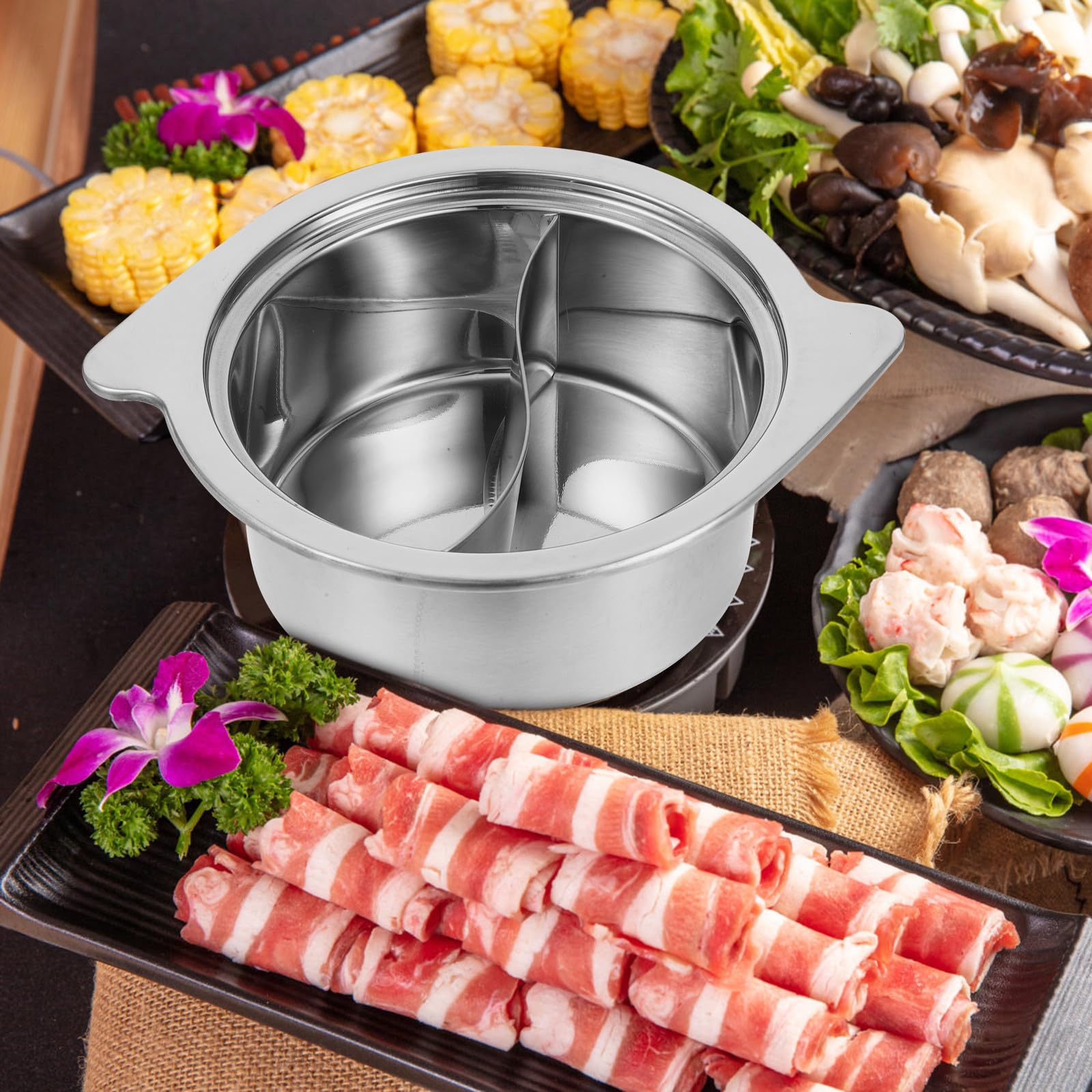 Pentola Divisa in Due Scomparti in Acciaio Inossidabile Antiruggine, Multi-Functional Pot per Cottura Doppia su Piano Induzione, Resistente e Riutilizzabile