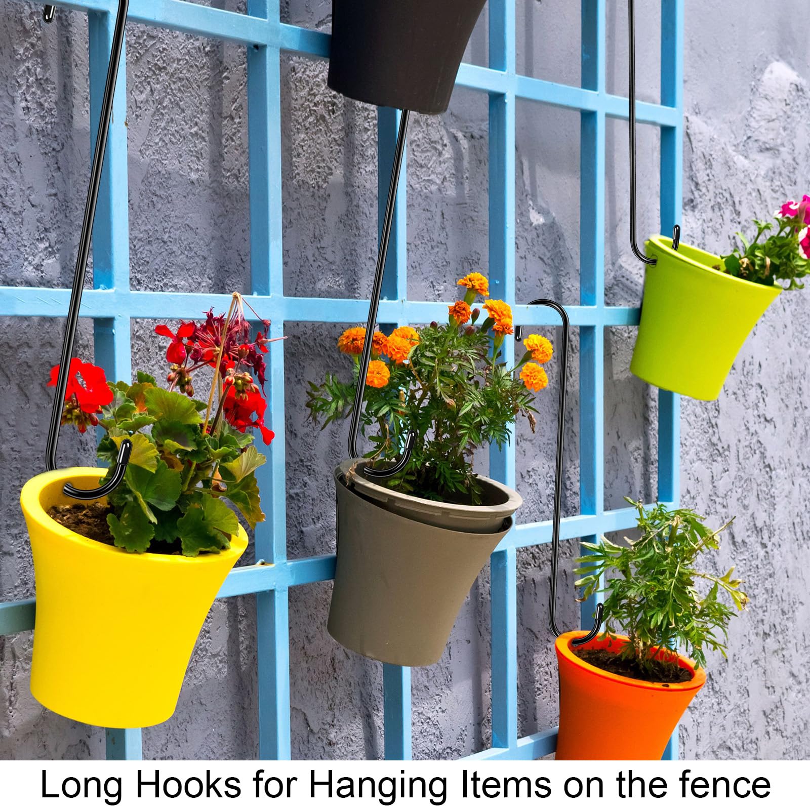 Paquete de 10 ganchos en S extra grandes, 16 pulgadas de largo, resistentes para colgar plantas, cestas para pájaros en ramas de árbol, utilidad para jardín, pérgola, macetas, plantas, armario, patio 5