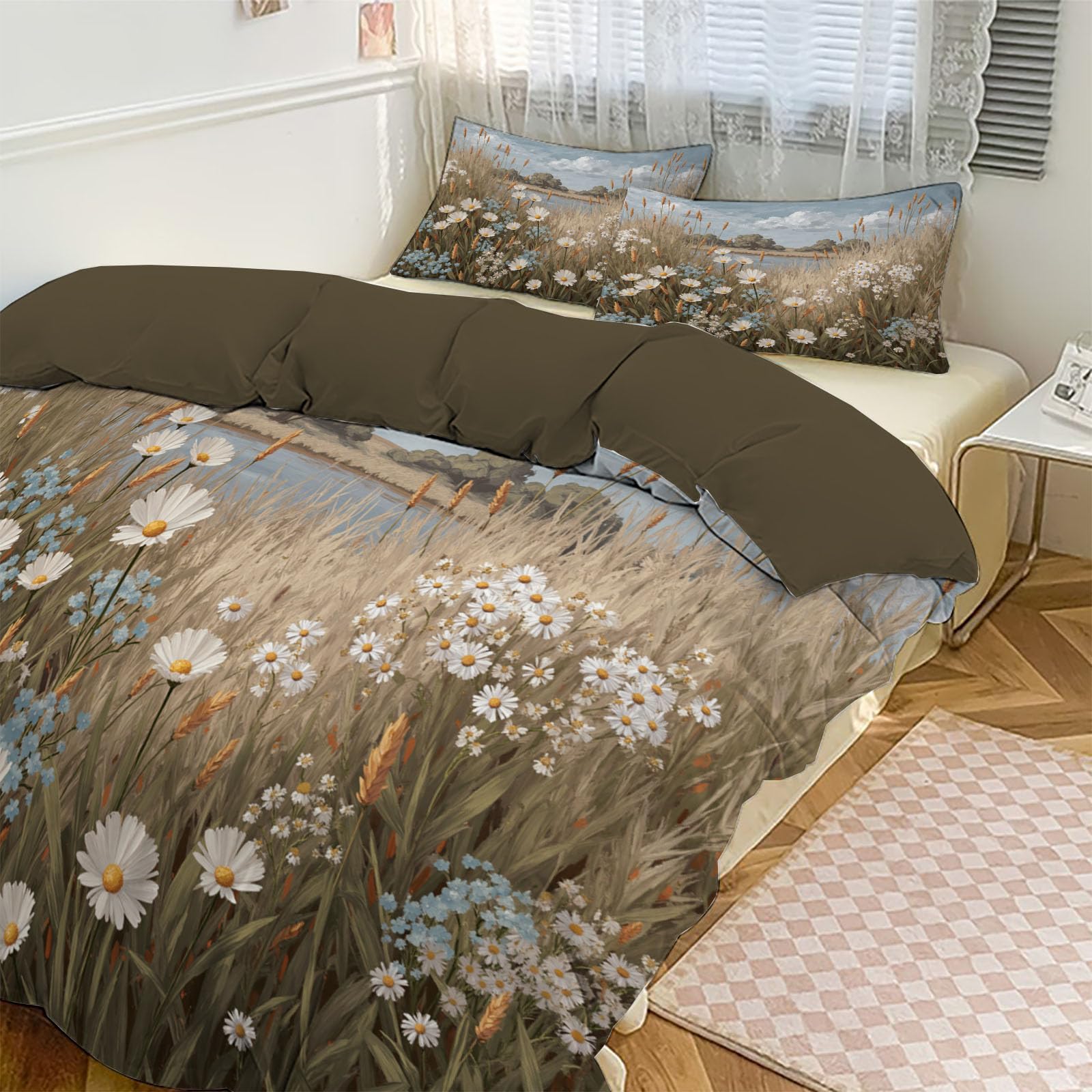 Parure de lit fleurs sauvages et champs de blé pour une chambre d'adolescent lumineuse