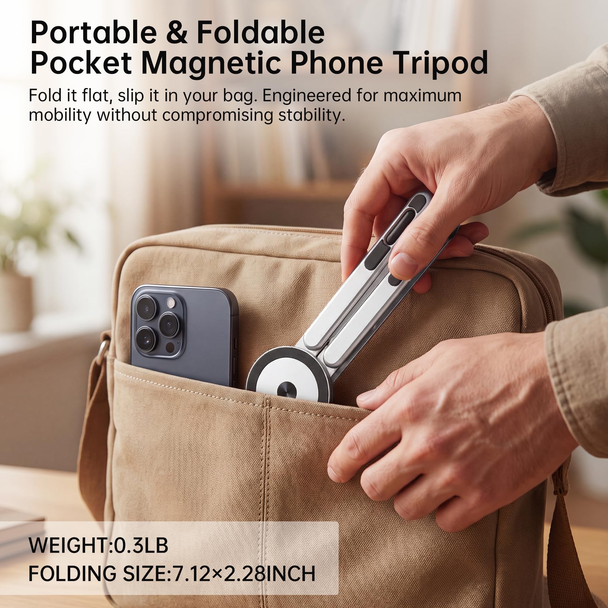 Soporte magnético plegable versátil 3 en 1 para teléfono, tableta y laptop, soporte ergonómico de aleación de aluminio de 8 niveles de altura ajustable para escritorio, soporte portátil para