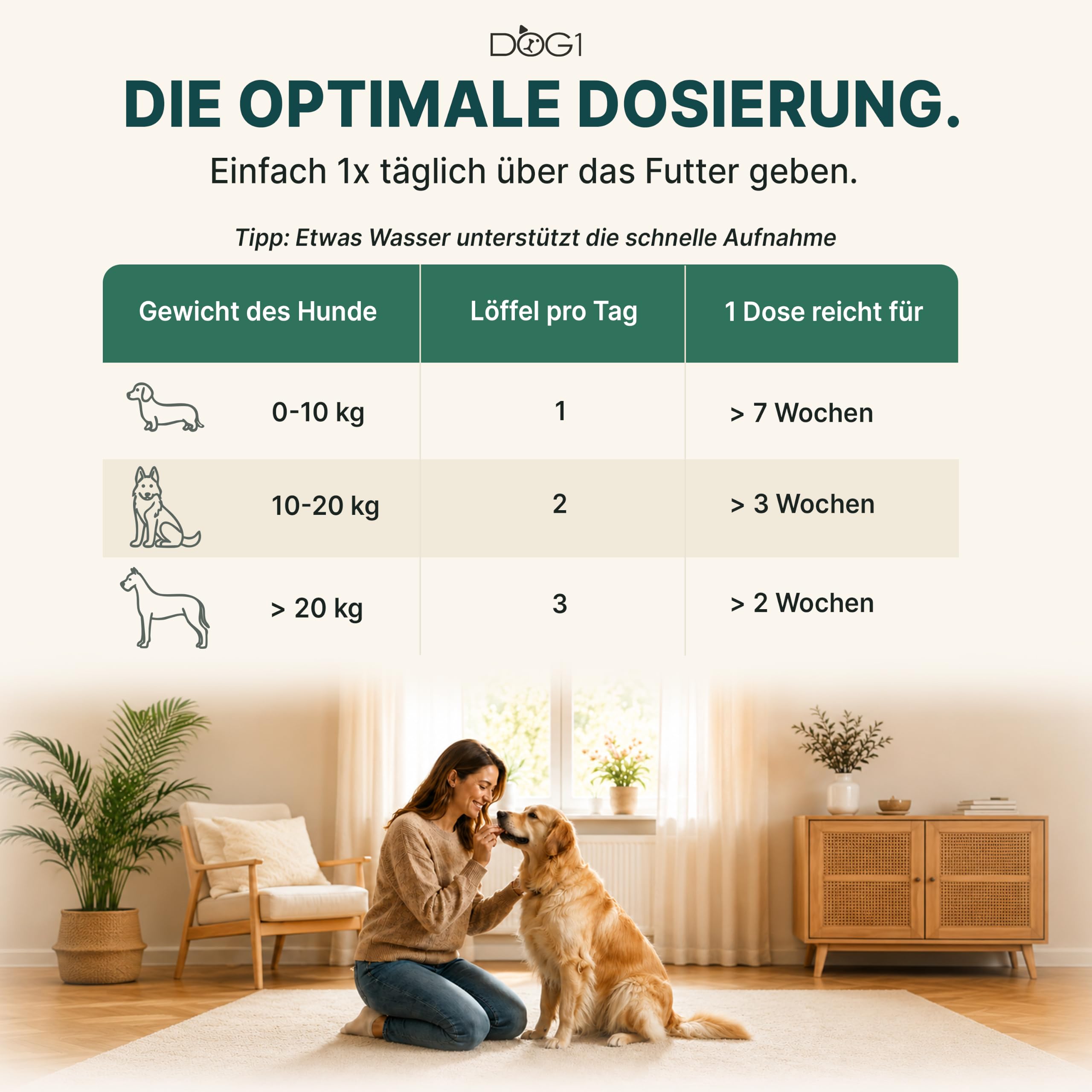 DOG1 Probiotika Pulver für Hunde – Made IN Germany - Unterstützt Darmflora & Verdauung - Probiotika Hund bei Durchfall - Präbiotika & Darmkur Pulver – Von Tierärzten entwickelt - 100g
