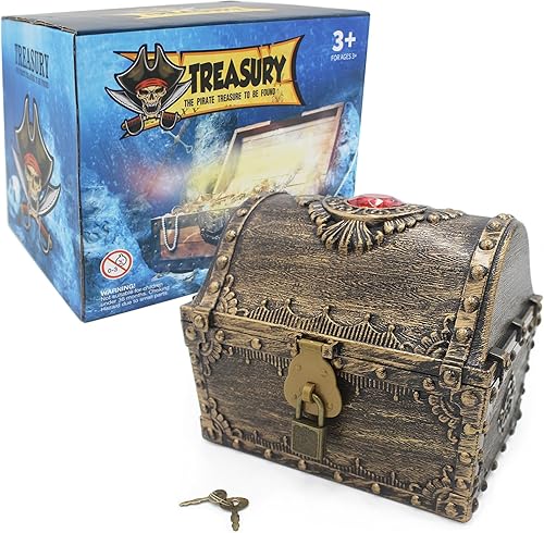 Miniatura 6 de Cofre del tesoro para niños, cofre de pirata de juguete de plástico decorativo, caja de almacenamiento de colección de tesoros del profesor con