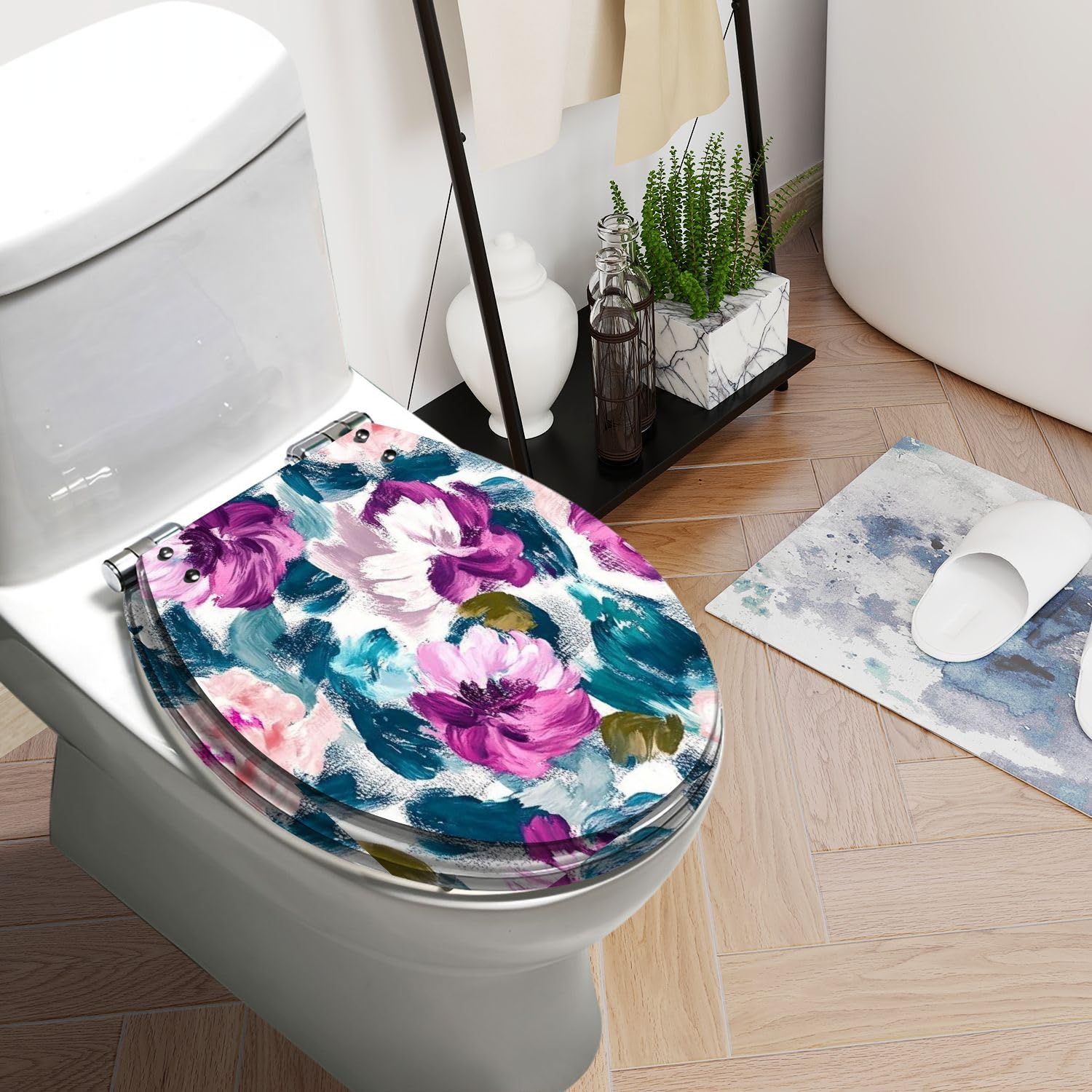 Asiento de inodoro con cierre suave para baño