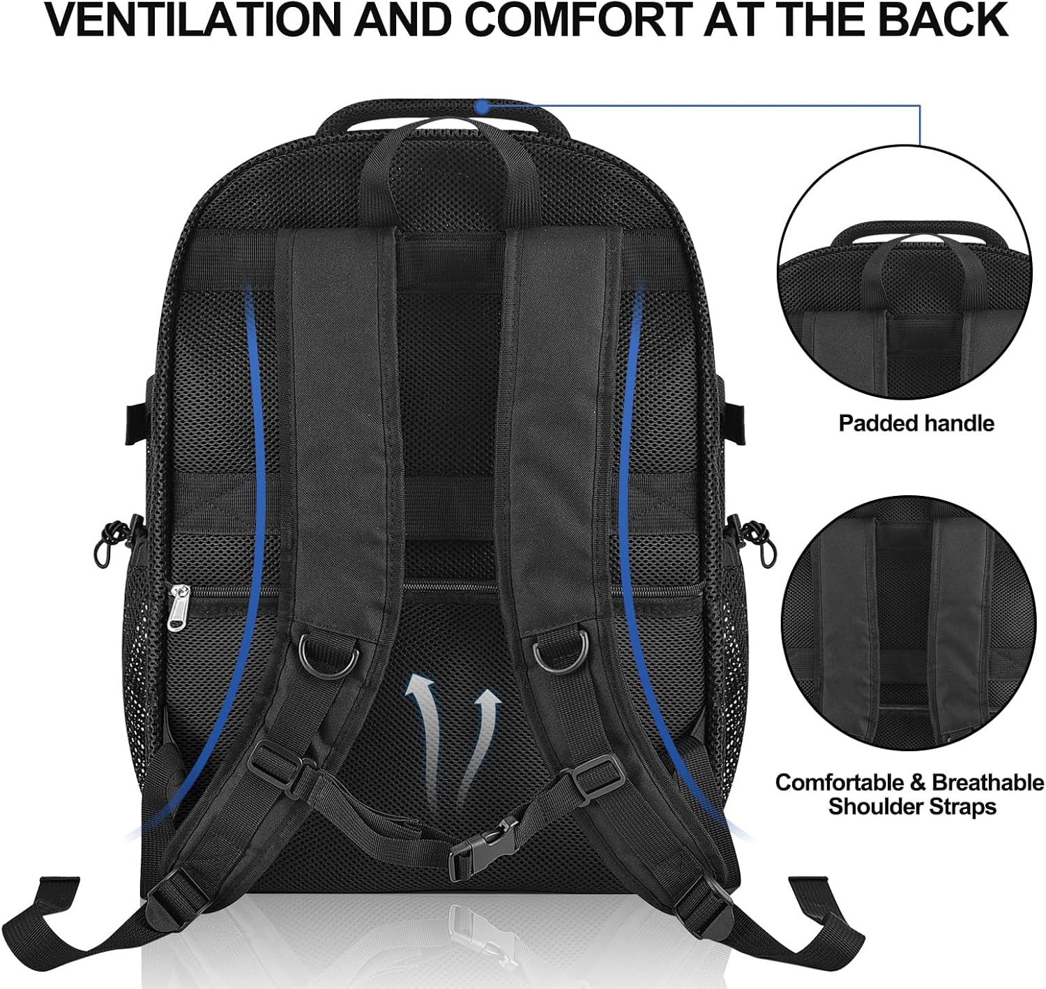 USPECLARE Heavy Duty X-Large Mesh Backpacks for Adults,Semi-Transparent college Backpacks with Rain cover for School, Beach, and Travel (X-Large) - Image 4