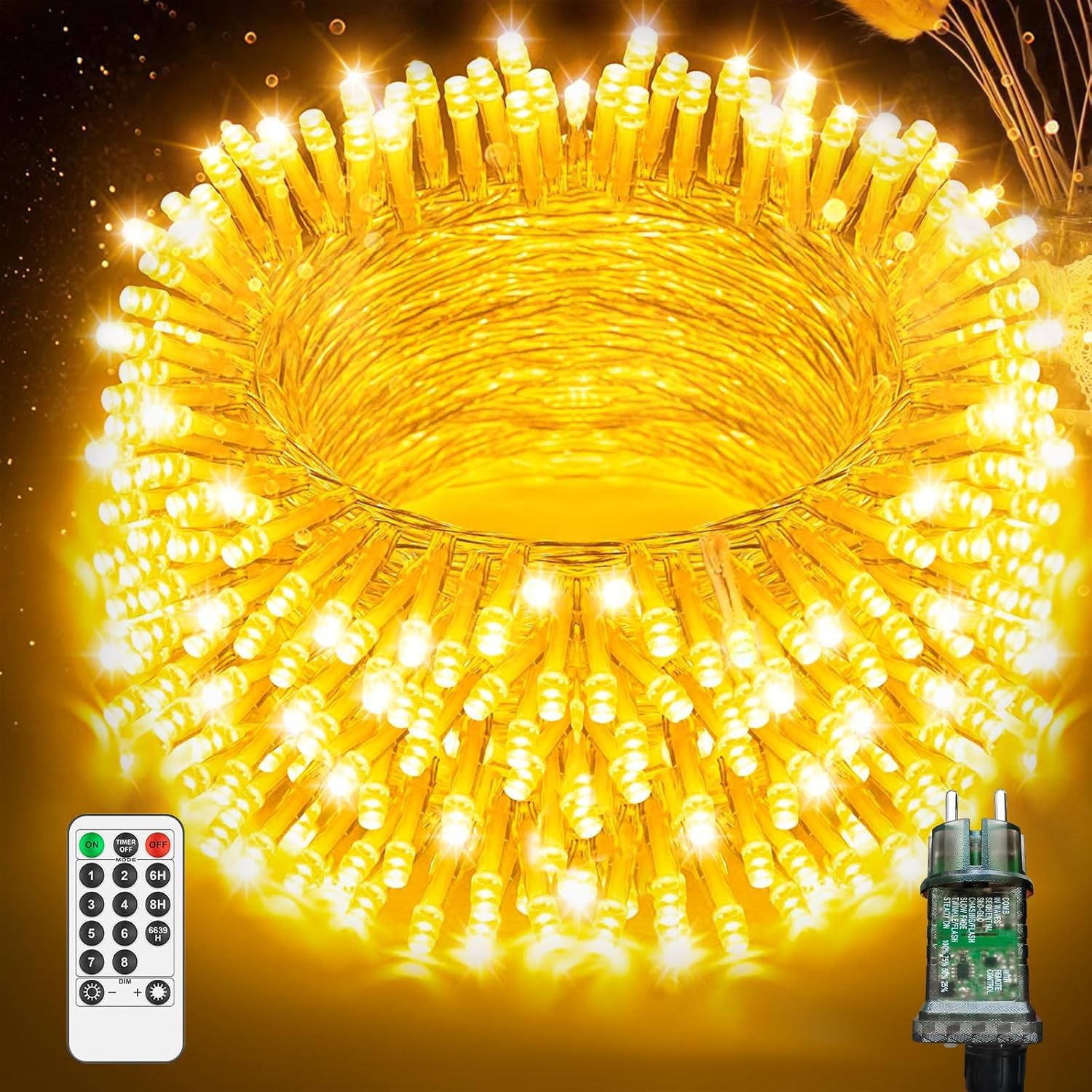 Guirnalda de Luces Navideñas para Árbol de Navidad [45m 400 LED] - Impermeable IP44 para Exterior e Interior - Control Remoto con 8 Modos y Temporizador, Decoración Ideal para Jardín Fachada y Ventana