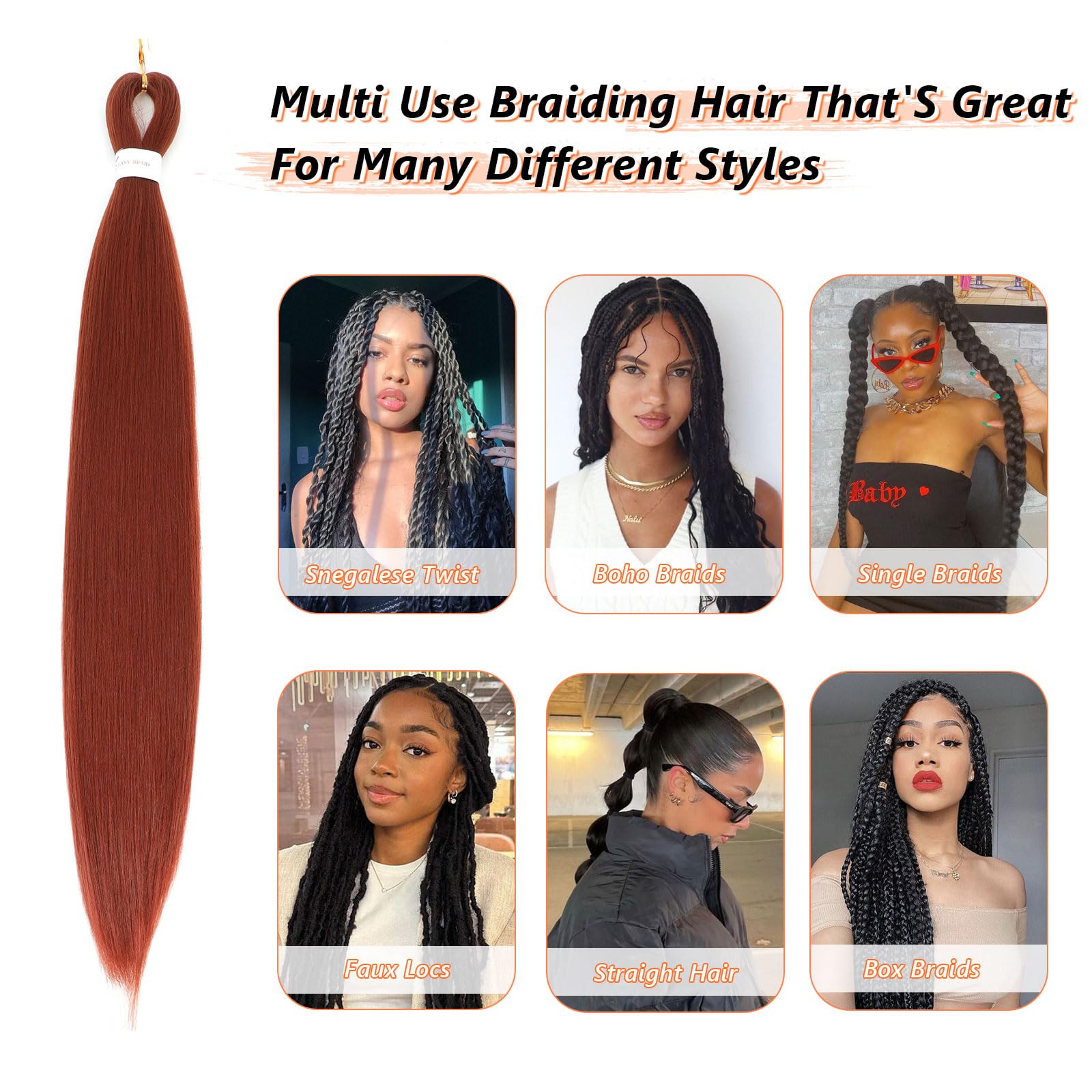 Braiding Hair Pre Stretched 24 Inch 3 Packs Pre Stretched Braiding Hair Professional Synthetic Hair For Braiding Hot Water Setting Soft Yaki Texture(24",#350-3P) - Image 4