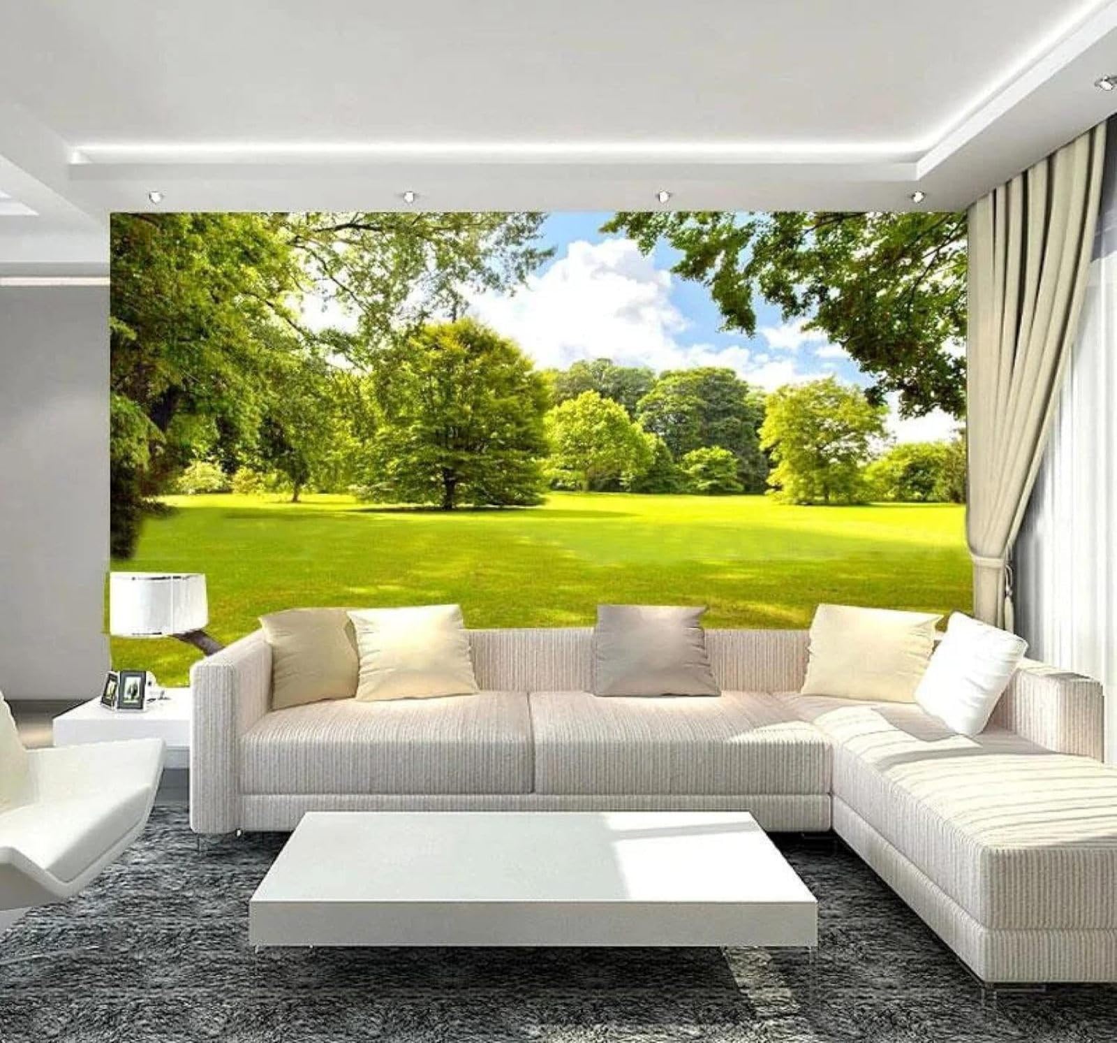 XLMING Three Dimensional Green Trees Lawn Sunshine Natural Scenery 3D Wallpaper Luxury Home Dining Decor Paste Sofa Living Room The Wall for Bedroom Mural-430cm×300cm