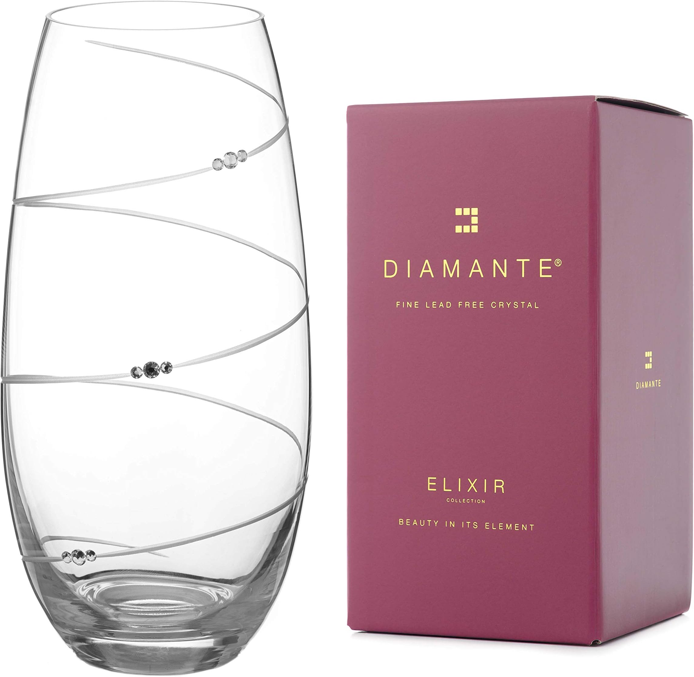 Swarovski Barrel Vase 'Toast Swirl' - Hand Cut Crystal Vase with Swarovski Crystals - 25cm (1043.325)