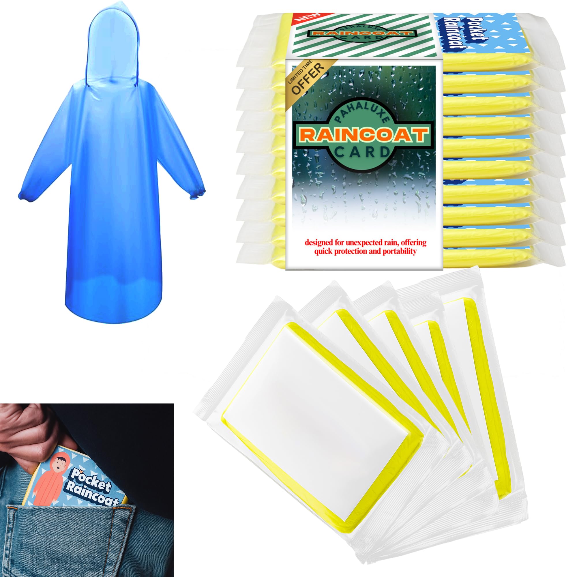 Ultra-Thin Pocket Rain Coat Instant Waterproof Protection | Fits in Pocket/Purse | Single-Use for Emergency Rain Easy to Carry for Travel, Outdoor & Daily Use-image-41